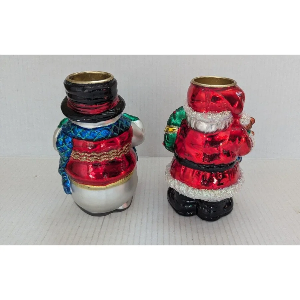 Vtg Christmas Santa Candleholders Glass Mercury Decor Set of 2 NEW